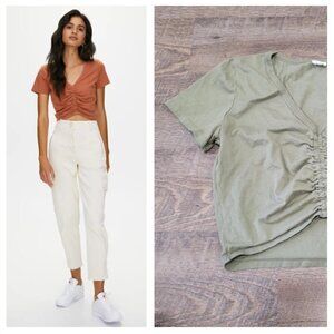 WILFRED FREE | Aritzia Levant T-Shirt Cotton Ruched Crop Top | Sz. S